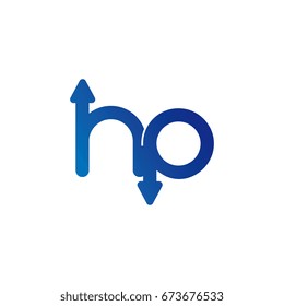 initial letter logo hp ph, h, p, arrow rounded lowercase blue