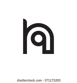 initial letter logo hq, qh, q inside h rounded lowercase black monogram