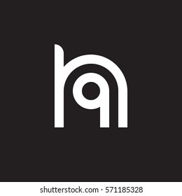 initial letter logo hq, qh, q inside h rounded lowercase white black background