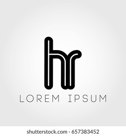 initial letter logo hr outline lowercase black logotype
