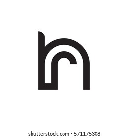 initial letter logo hr, rh, r inside h rounded lowercase black monogram