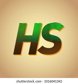 initial letter logo HS colored green and brown with striped composition, Vector logo design template elements for your business or company identity