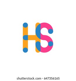 Initial letter logo HS overlapping round line, yellow blue magenta