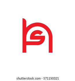 initial letter logo hs, sh, s inside h rounded lowercase red flat