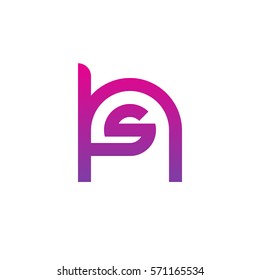 initial letter logo hs, sh, s inside h rounded lowercase purple pink