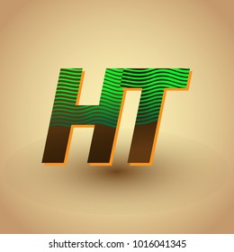 initial letter logo HT colored green and brown with striped composition, Vector logo design template elements for your business or company identity
