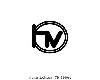 Initial letter logo hv lowercase in a black oval circle