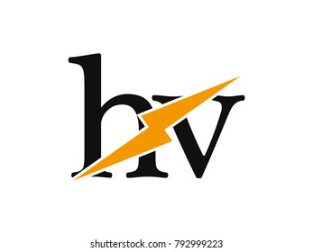 Initial letter logo hv lowercase thunder vector design