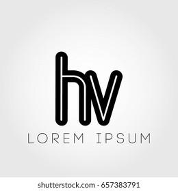 initial letter logo hv outline lowercase black logotype