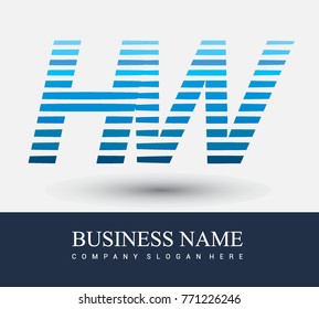 initial letter logo HW colored blue with striped compotition, Vector logo design template elements for your business or company identity

