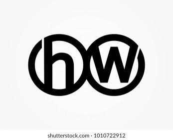 Initial letter logo hw lowercase related in circles black