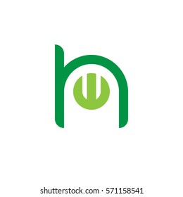 initial letter logo hw, wh, w inside h rounded lowercase green flat