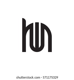 initial letter logo hw, wh, w inside h rounded lowercase black monogram