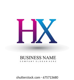initial letter logo HX colored red and blue, Vector logo design template elements for your business or company identity