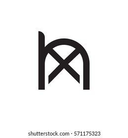 initial letter logo hx, xh, x inside h rounded lowercase black monogram