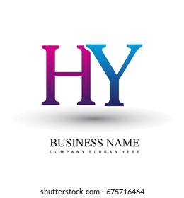 initial letter logo HY colored red and blue, Vector logo design template elements for your business or company identity