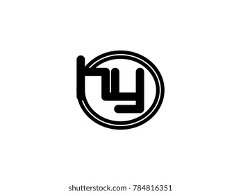 Initial letter logo hy lowercase in a black oval circle