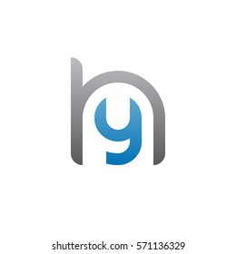 initial letter logo hy, yh, y inside h rounded lowercase blue gray
