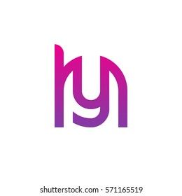 initial letter logo hy, yh, y inside h rounded lowercase purple pink