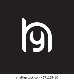 initial letter logo hy, yh, y inside h rounded lowercase white black background