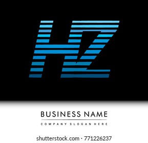 initial letter logo HZ colored blue with striped compotition, Vector logo design template elements for your business or company identity
