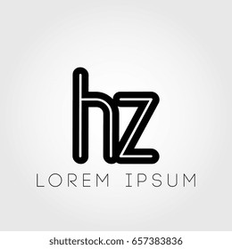 initial letter logo hz outline lowercase black logotype