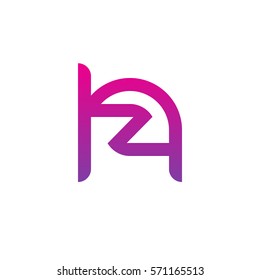 initial letter logo hz, zh, z inside h rounded lowercase purple pink