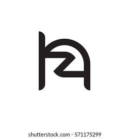 initial letter logo hz, zh, z inside h rounded lowercase black monogram
