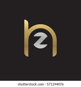 initial letter logo hz, zh, z inside h rounded lowercase logo gold silver