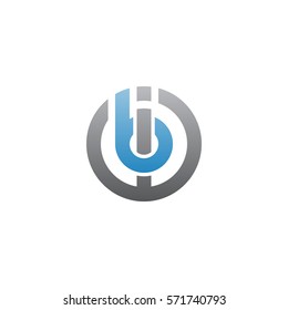 initial letter logo ib, bi, circle rounded lowercase blue gray