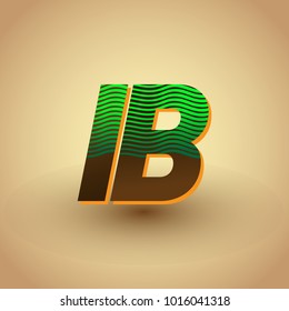 initial letter logo IB colored green and brown with striped composition, Vector logo design template elements for your business or company identity