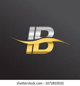 initial letter logo IB company name gold and silver color swoosh design. vector logotype for business and company identity.