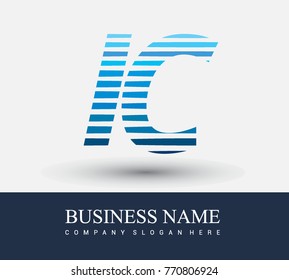 initial letter logo IC colored blue with striped compotition, Vector logo design template elements for your business or company identity
