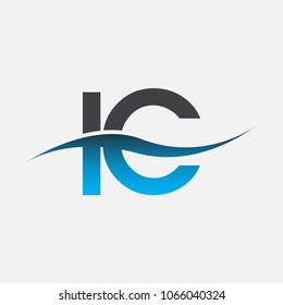 Initial letter logo IC company name blue and black color swoosh design. vector logotype for business and company identity.