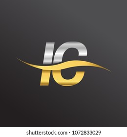initial letter logo IC company name gold and silver color swoosh design. vector logotype for business and company identity.