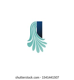 Initial Letter I logo icon abstract nature vector design concept  water wave drop with blue color with letter I for business or brand identity.