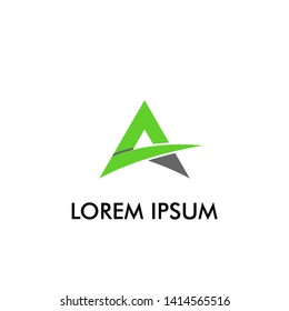 initial A letter logo icon for business or building company with green color and elegant shape