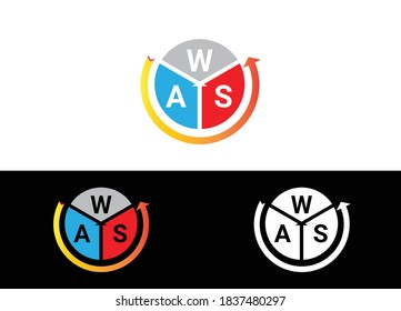 Initial Letter WAS Logo or Icon Design Vector Image Template