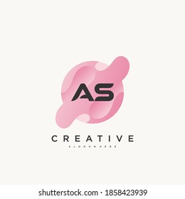 AS Elementos de plantilla de diseño de iconos del logotipo de la carta inicial con un arte de color ondulado.