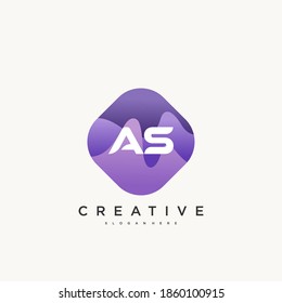 AS Elementos de plantilla de diseño de iconos del logotipo de la carta inicial con un arte de color ondulado.