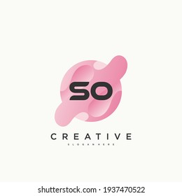 SO Initial Letter logo icon design template elements with wave colorful art.