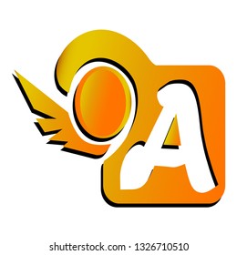 Initial Letter A Logo Icon In Golden Abstract Shape Object With Ellipse and Wing. Material Design Logo