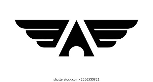Initial letter A logo icon with wings, Letter A logo, Letter A with wings silhouette, Vector illustration of letter A logo