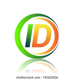 initial letter logo ID company name green and orange color on circle and swoosh design. vector logotype for business and company identity.
