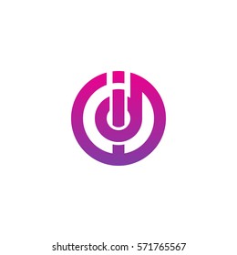 initial letter logo id, di, circle rounded lowercase purple pink