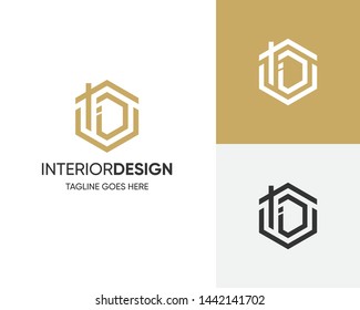 Initial Letter Logo ID-ID With House Concept Interior Logo Design