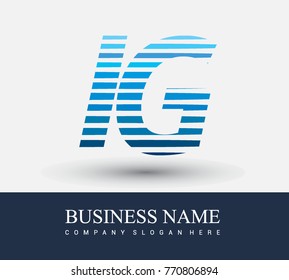 initial letter logo IG colored blue with striped compotition, Vector logo design template elements for your business or company identity
