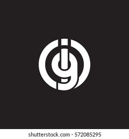 initial letter logo ig, gi, circle rounded lowercase white black background