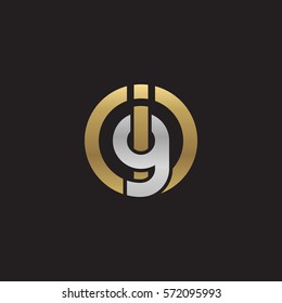 initial letter logo ig, gi, circle rounded lowercase logo gold silver