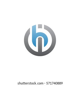 initial letter logo ih, hi, circle rounded lowercase blue gray